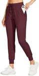 Willit Women's Joggers Pants Lightweight Athletic Sweatpants with Pockets Running Workout Casual Tapered Pants Wine Red XXL