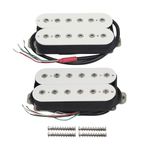 FLEOR Alnico 5 Overwound Open Style Humbucker Double Coil Humbucker Neck & Bridge Pickup Set Double Coil Humbucker Pickups for Electric Guitar -White