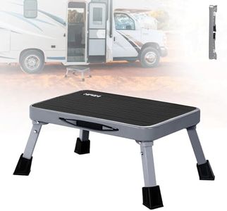 RV Step Stool Foldable 1-Step Stool Ladder Sturdy Metal Stable Step Stool with a Non-Slip Platform Supports up to 500 lb with Non-Slip Rubber Feet, Easy to Carry (Gray)
