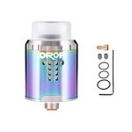 WOLFTEETH 510 RDA Clone Drop with BF Pin | Bottom Feed Rebuildable Dripping Atomizer Dual Coil | 20 Holes Air Intake Adjustable | Deep Base Wall (24mm/Iridescence/1ml Nicotine Free 129603)