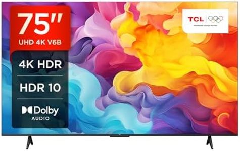 TCL 75V6B 75 Zoll, 4K Ultra HD, HDR TV, Smart TV unterstützt von Google TV (Dolby Audio, Motion Clarity, Sprachsteuerung, Kompatibel mit Google Assistant, Chromecast eingebaut