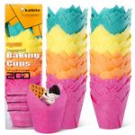 Katbite 200pcs Tulip Cupcake Cases, Standard Muffin Liners, Disposable Baking Cups for Parties, Birthdays, Greaseproof Muffin Cups in Yellow, Orange, Red, Green