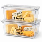 Punorric 2Pack Cheese Storage for Fridge 3.5L Clear Cheese Container with Lid, Airtight Storage Box with Drain Tray, Stackable Mold-Resistant Fridge Organiser for Chunks & Slices, BPA-Free