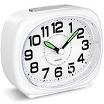 KOEPUO Bedside Alarm Clocks Silent Non Ticking Battery Powered Clocks Simple Analogue Alarm Clock Small Desk Clock with Light Snooze Large Display Quiet Bedroom Clocks for Heavy Sleepers Office Travel