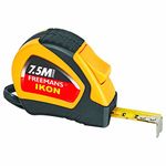 FREEMANS IKON 7.5m:25mm Steel Inchi Measuring Tape - 7.5m (Yellow & Black) With Unbreakable ABS case || Soft Grip Bi-material Case || Auto-lock and Belt Clip