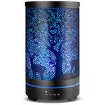 INRORANS Aromatherapy Diffuser Deer Pattern Black Metal 200ml Essential Oil Diffuser with Intermittent Design 7 LED Colors Night Light Ultrasonic Diffuser for Bedroom Office Hotel Home Décor…