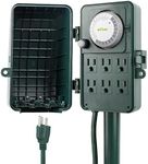 BN-LINK 24 Hour Mechanical Outdoor Multi Socket Timer, 6 Outlet Garden Power Stake with 6ft Cords, Outdoor Timers for Lights, ETL Listed, 125V, 15A/1875W