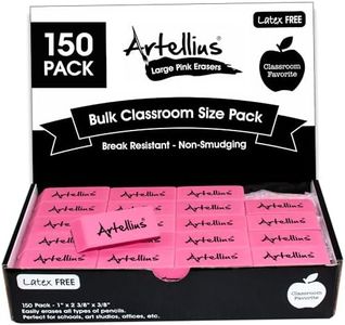 Pink Erasers Pack of 150 - Large Size, Latex & Smudge Free - Bulk School Supplies for Classrooms, Teachers, Homeschool, Office, Art Class, and More!