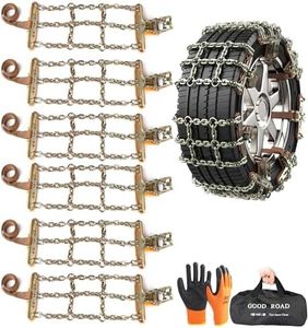 Agnuk Thickened Snow Chains, 6 Pack Tire Chains for Truck SUV in Snow, Ice, Sand and Mud (Tire Width 195-235mm)