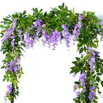 Yueshop 2x7FT Artificial Wisteria Vine Garland Plants Flowers Arts For Ceremony Home Wedding Decoration (Lilac)