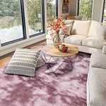 FVVRAX Area Rugs Living Room Rug, Soft Fluffy Shaggy Bedroom Rug Floor Carpet, Large Carpets for Kids Girls Dorm Nursery Bedside Rug, 92x153cm, Tie Dyed Dark Pink