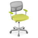 COSTWAY Kids Computer Desk Chair, Children Task Study Chairs with Lumbar Support, Sit-Brake Casters, Adjustable and Swivel Mesh Chair for School Home Office (Green)