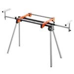VEVOR Miter Saw Stand - 300lbs Load Capacity Steel Collapsible With One-Piece Mounting Brackets Clamps, Adjustable Height and Length, Portable Compact and Folding