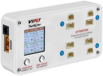 ToothStor 4 Ports 2S LiPo Battery Charger with Storage Mode, RC Balance Charger Supports JST-XH Balance Plug and BT3.0 Connector