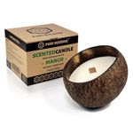 PURI SUDDHA Soy Wax Mango Scented Candle in Coconut Shell Bowl Jar with Natural Wooden Wick (200g/7oz)