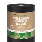 GardenGloss 50m2 Weed Control Membrane Heavy Duty (150gsm) - Water Permeable and Tearproof Weed Barrier Fabric - Weed Control Fabric with High UV-Stabilisation (50m x 1m, Roll)