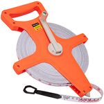 Open Reel Tape Measure 330 Feet, Fiberglass Tape Measure, Yard Measuring Tape Fit for Sports Field, Outdoor, Engineer,Track, Durable Dual-Sided Measuring Reel with Feet and Meters (1/2')