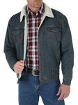 Wrangler Men's Cowboy Cut Western Lined Denim Jacket, Sherpa/Denim, Medium