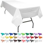 Party Ulyja White 2 Pack Plastic Tablecloth Rectangle 54 x 108 Inches Disposable Off Snowy White Reusable Table Covers for Dining, Birthday, Wedding, Picnic, Event and Outdoor Use