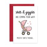 Leinessy Lovely New Baby Congratulations Card, Funny Baby Shower New Baby Card, Shits and Giggles Are Coming Your Way