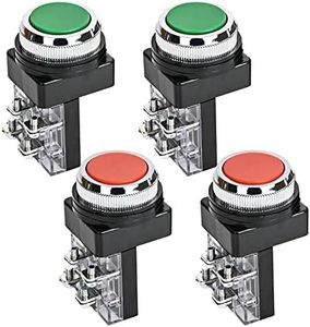 RuoFeng DPST 30mm Momentary Mushroom Head Push Button Switch Ideal for Industrial Use AC 250V 6A 1NO 1NC 4pcs(Green Red