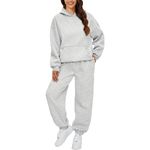 lightning deals of the day today Tracksuit Full Sets for Women UK 2 Piece Co Ord Sets Outfits Hoodie Sweatpants Jogger Set Ladies Oversized Gym Activewear Y2k Lounge Wear Sweatsuit (Grey, M)