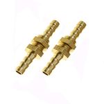 BE-TOOL Brass BSP Connectors 5Pcs 6MM Barbed Connector Straight Bulkhead Hose Pipe Fitting for Water, Gas, Fuel