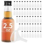 Impresa Mini Liquor Bottles - Leak-Proof Caps - Durable Plastic Shot Bottles - Easy to Clean Mini Bottles - Holds Up to 2.5oz Mini Alcohol Bottle - 75 ml Plastic Bottles - Bulk Pack of 50 Bottles