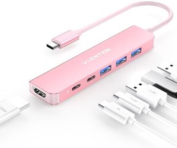 LENTION 6 in 1 USB C Hub, USB C Multiport Dongle with 4K HDMI, USB C Data Port, 3 USB 3.0, 100W PD Compatible iPhone 15 Series, New MacBook Pro/Mac Air, iPad, More Type C Devices (CE35s, Rose Gold)