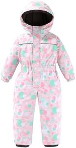 Hiheart Girls One Piece Snowsuit Waterproof Ski Snowboard Coverall Pink Bubbles 5T