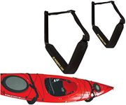 Suspenz EZ Kayak Storage Rack, Indoor & Outdoor Wall Mounts for Kayaks & SUP Paddle Boards, Powder-coated Steel with Foam Pads & Safety Straps, Holds up to 125 lbs, Black (12-9903)