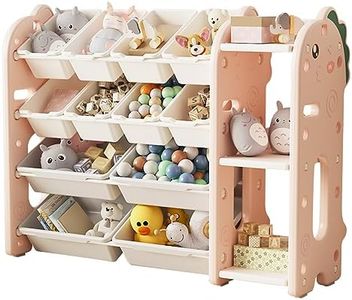 KZOBYD Kids Toy Organizer with Shelf, Kids Toy Shelf with 4 Large&8 Small Storage Bins, Children's Storage Cabinet with Storage Ports Toy Organizer for Kids Room Playroom (Pink, 115 * 36 * 85cm)