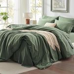 Lanqinglv Sage Green Duvet Cover Set King Size Plain Bedding Set 120g Microfiber Breathable Quilt Duver Cover 220x240cm with Zipper Closure and 2 Pillowcases 50x75cm