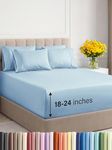 Extra Deep Cal King Sheet Set - 6 Piece Breathable and Cooling Sheets - Hotel Luxury Bed Sheets Set - Easy Fit - Soft, Wrinkle Free and Comfy Sheets Set - Light Blue Sheet Set with Extra Deep Pockets