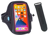 Tune Belt AB92 Cell Phone Running Armband Holder Case for iPhone 15 Pro Max, 14/15 Plus, 11/12/13/14 Pro Max, Galaxy Note/Plus/Ultra (Extra Depth for Large Case) Includes EX3 Strap Extender - Black