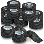 Self-Adherent Cohesive Bandage - Pack of 6 Rolls - 1" Wide x 5 Yards - Athletic Sports Tape for Medical Use, Sports, First Aid and Helps Protect Skin, Black