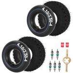 RUTU 4.10/3.50-4 Tire with Inner Tube Set for Hand Truck Lawn Mower Wheelbarrow Garden Wagon Golf Cart Go Kart Snow Blower Yard Trailers Trolley Kids ATV Heavy Duty Tire 2 Set