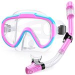 Lealinga Snorkel Set Adults Snorkel Mask Anti-Fog Panoramic View Diving Mask Dry Top Snorkel Kit with Travel Bag Diving Set for Snorkeling Scuba Diving Swimming Travel