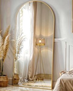 SUNQUEEN Arched Mirror Full Length, 71"×32" Full Length Mirror with Stand, Standing Floor Mirror Wall, Hanging or Leaning Large Full Body Mirror for Bedroom Living Room(Gold)
