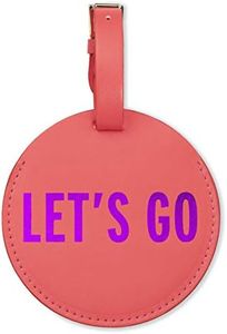 Kate Spade New York Round Vegan Leather Luggage Tag for Women, Durable Suitcase ID Tag, Let's Go