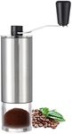 LHS Manual Coffee Grinder with Ceramic Conical Burr Stainless Steel Hand Crank Mill for Drip Coffee, Espresso, French Press, Turkish Brew