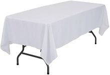 Gominimo Table Cloth for Dining Table Rectangular, Desk Cover, Soft and Comfy Polyester Material, Machine Washable, Holiday Wedding Party, White, 230cm, White