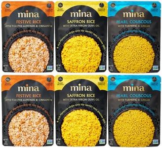 Mina Saffron Rice, Festive Rice, Pearl Couscous, Variety Pack of 6, Ready to Eat, Microwavable, Couscous Pearls, Side Dishes, Vegan Protein, Non-GMO, Kosher