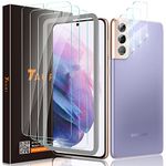 TAURI [3+3 Pack] 3 Pack Tempered Glass Screen Protector + 3 Pack Camera Lens Protector Compatible with Samsung Galaxy S21 5G 6.2 - inch Easy Installation HD-Clear Bubble Free