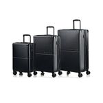 CHAMPS Earth Collection Durable Expandable Hardside Spinner 3-Piece Luggage Set, Ultra-Strong Lightweight Polycarbonate with TSA Locks and 360-Degree Wheels, Black