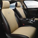 Menifomory Beige Universal Seat Covers Leather Seat Cushions Luxury Seat Protector 2/3 Covered 11PCS Fit Car/Auto/Truck/SUV/Van (A-Beige)