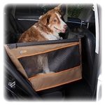 K&H Pet Products Buckle N' Go Dog Car Seat for Large Dogs, Waterproof Fabric with Breathable Mesh & Adjustable Dog Seat Belt for Car, Dog Hammock for Car, Dog Barrier Dog Car Seat Cover - Tan MD/LG