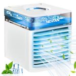 Evaporative Air Cooler, Portable Space Cooler, Air Cooler Desk Fan Cooling, USB Small Personal Space Air Cooler with 7 Colors LED Light, Mini Conditioner Cooler Humidifier for Travel and Office