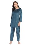 Duchess Women's Supersoft Velvet Printed Nightsuit for Winter wear