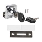 BQLZR 10mm Thickness Cabinet Display Case Glass Door Security Lock with 2 Keys and Fitting Parts Replacment Silver Tone